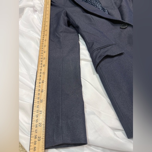 H&M Navy Blue Open Front Tailored Blazer Jacket Women’s 4 Polka Dot Workwear - Picture 3 of 9